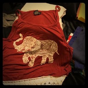 Spaghetti strap crop top burgundy and white